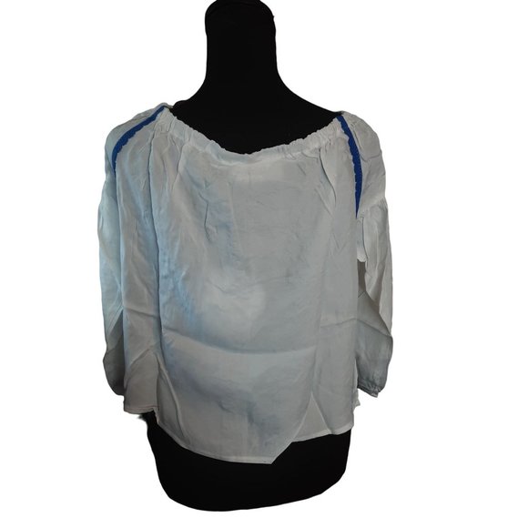 2/$35-Line & Dot Embroidery Off Shoulder Pheasant Boho Blouse Women's Size M - Picture 7 of 13